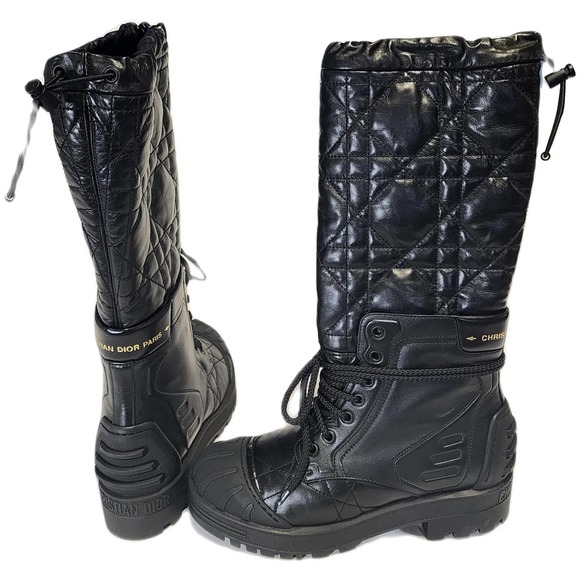 DIOR Cannage Quilted Combat Boots Shoes with box and dust bag  Sz 37 - Picture 1 of 8